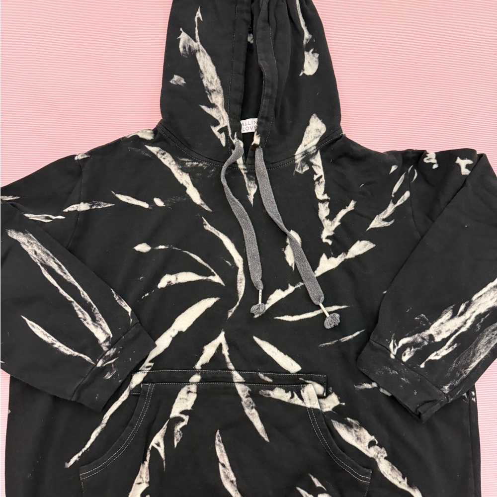 Falling Love Black and White Tie-Dye Hoodie